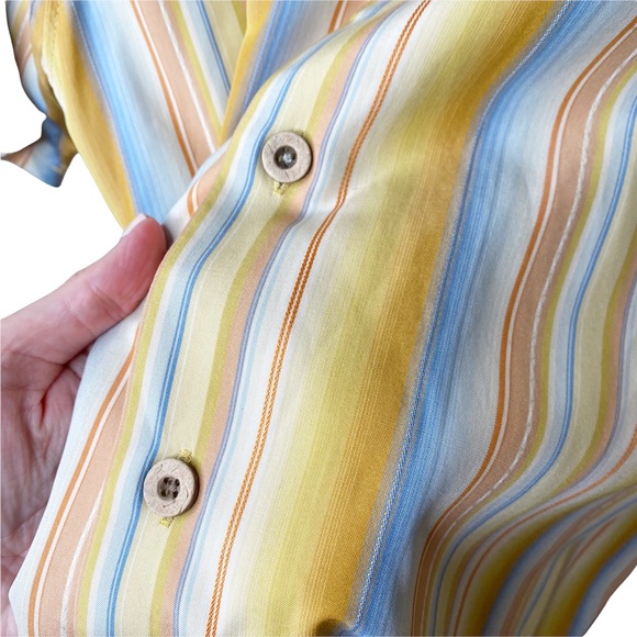 Tommy Bahama Silk Striped Short Sleeve Button Down Shirt Medium - Picture 5 of 8